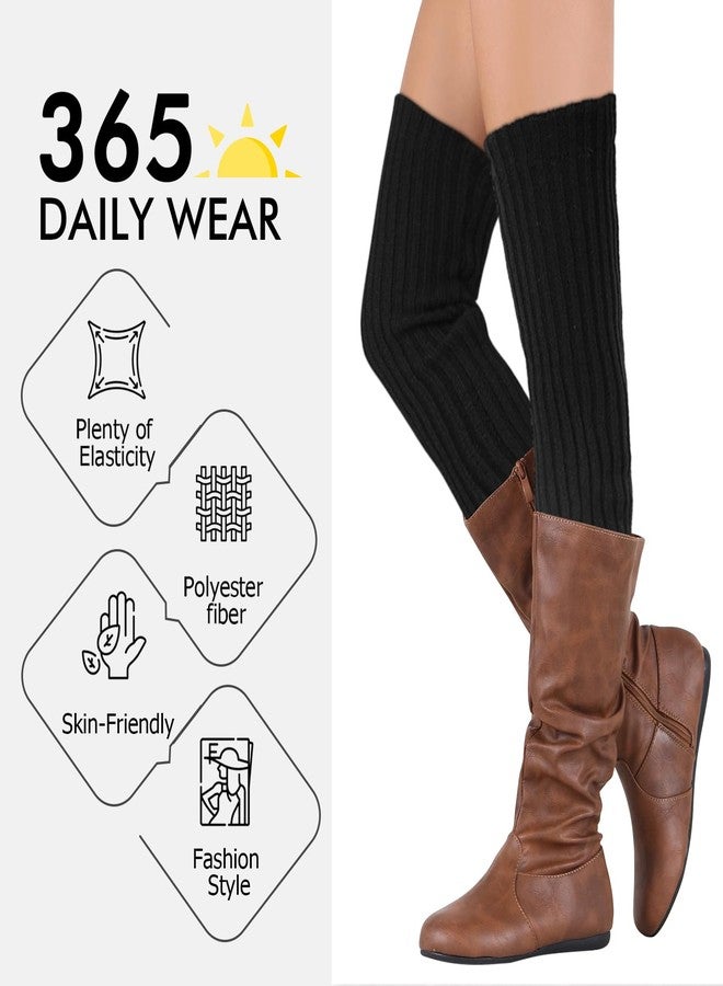 XEPST 2 Pairs Leg Warmers for Women, High Boot Cuffs Crochet Knitted Boot Topper Leg Cuffs Boot Warmers Over Knee Footless Socks for Winter Warmer, Black - Image 3